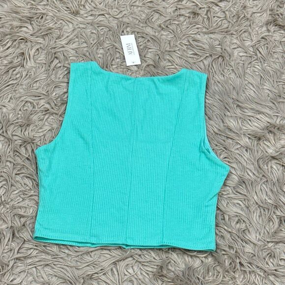 NWT AFRM green ribbed crop tank top size medium - Picture 4 of 4